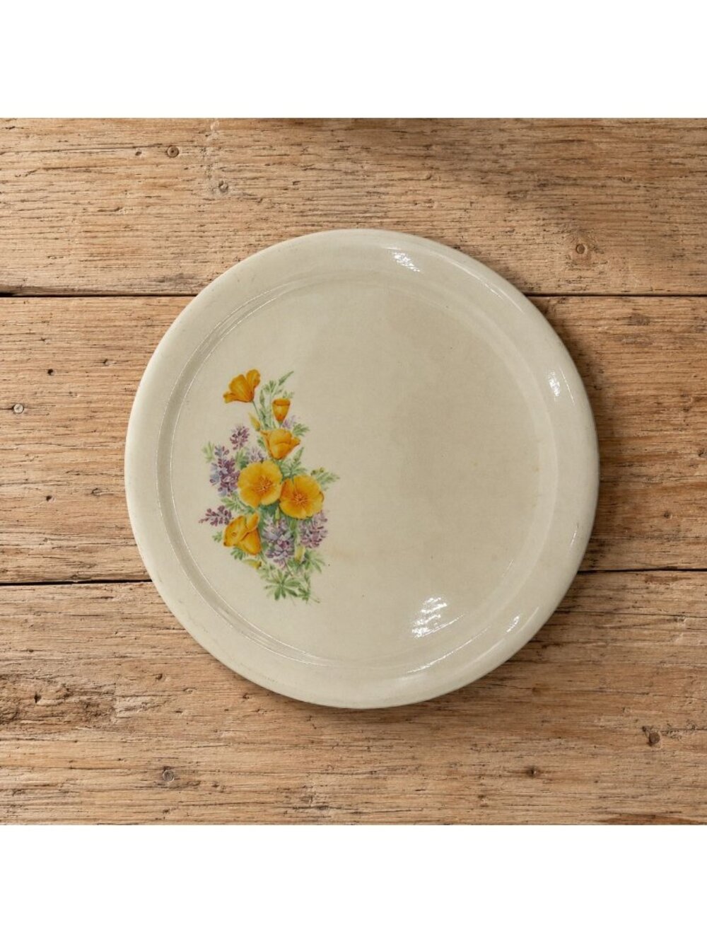 Vintage Universal Potteries California Poppy Ceramic Trivet Yellow Flowers